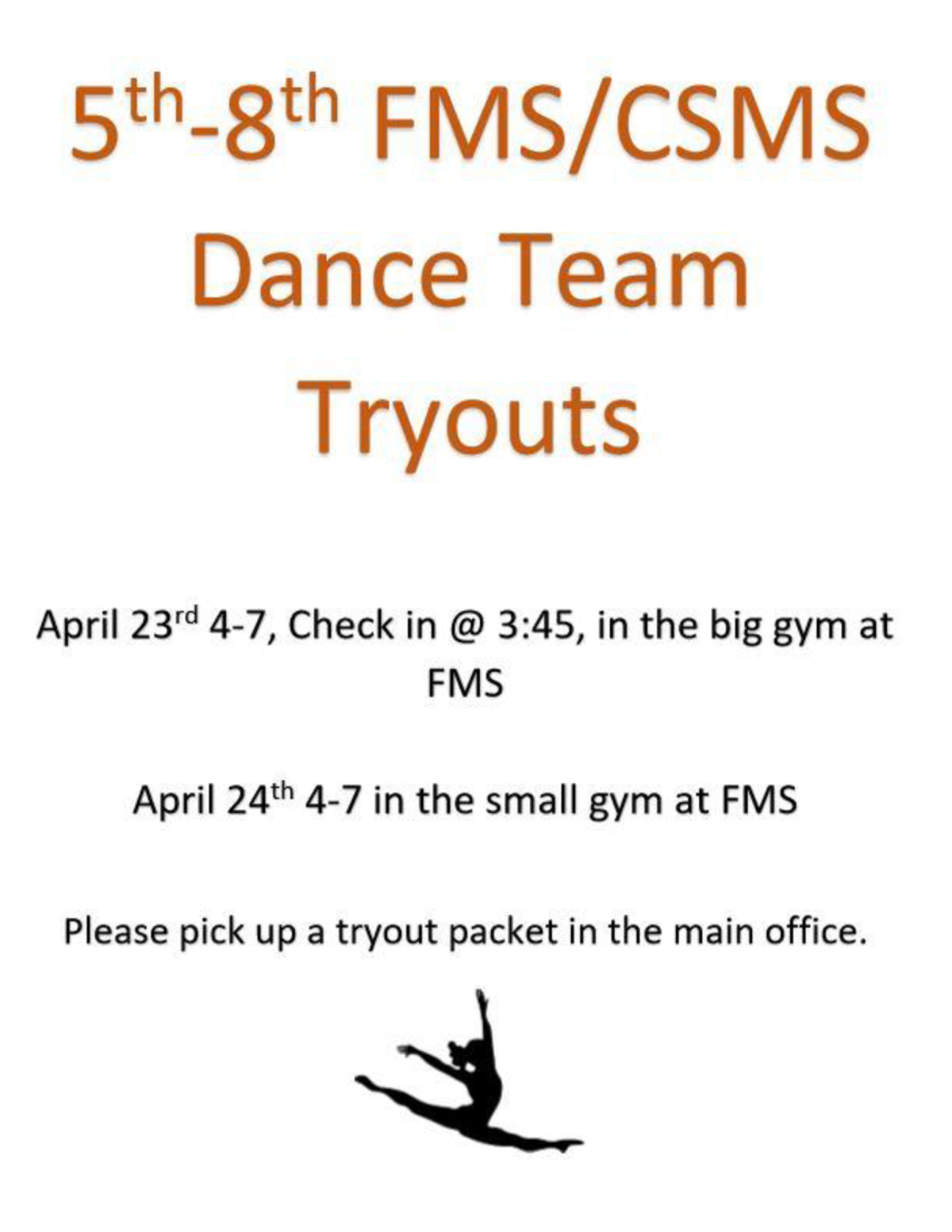 CSS/FMS Dance Team Tryouts