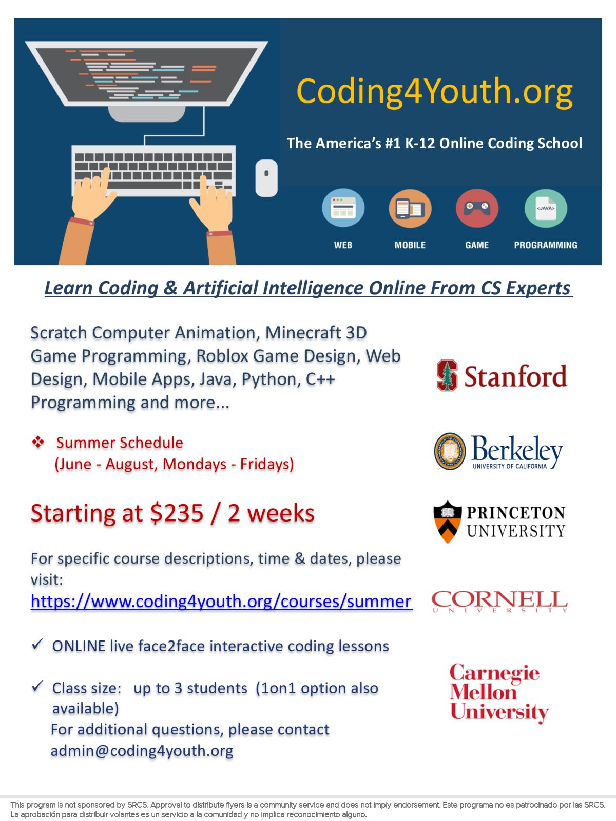 Summer K 12 Coding Lessons Scratch Minecraft Roblox Java - lv 3 admin roblox