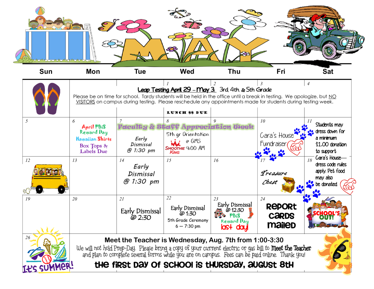 revised may calendar