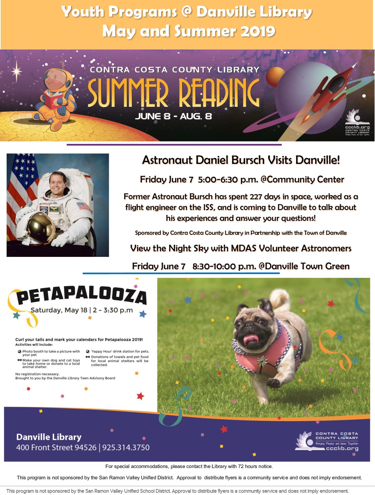 Peachjar Flyers - image of a flyer titled may and summer programs danville library