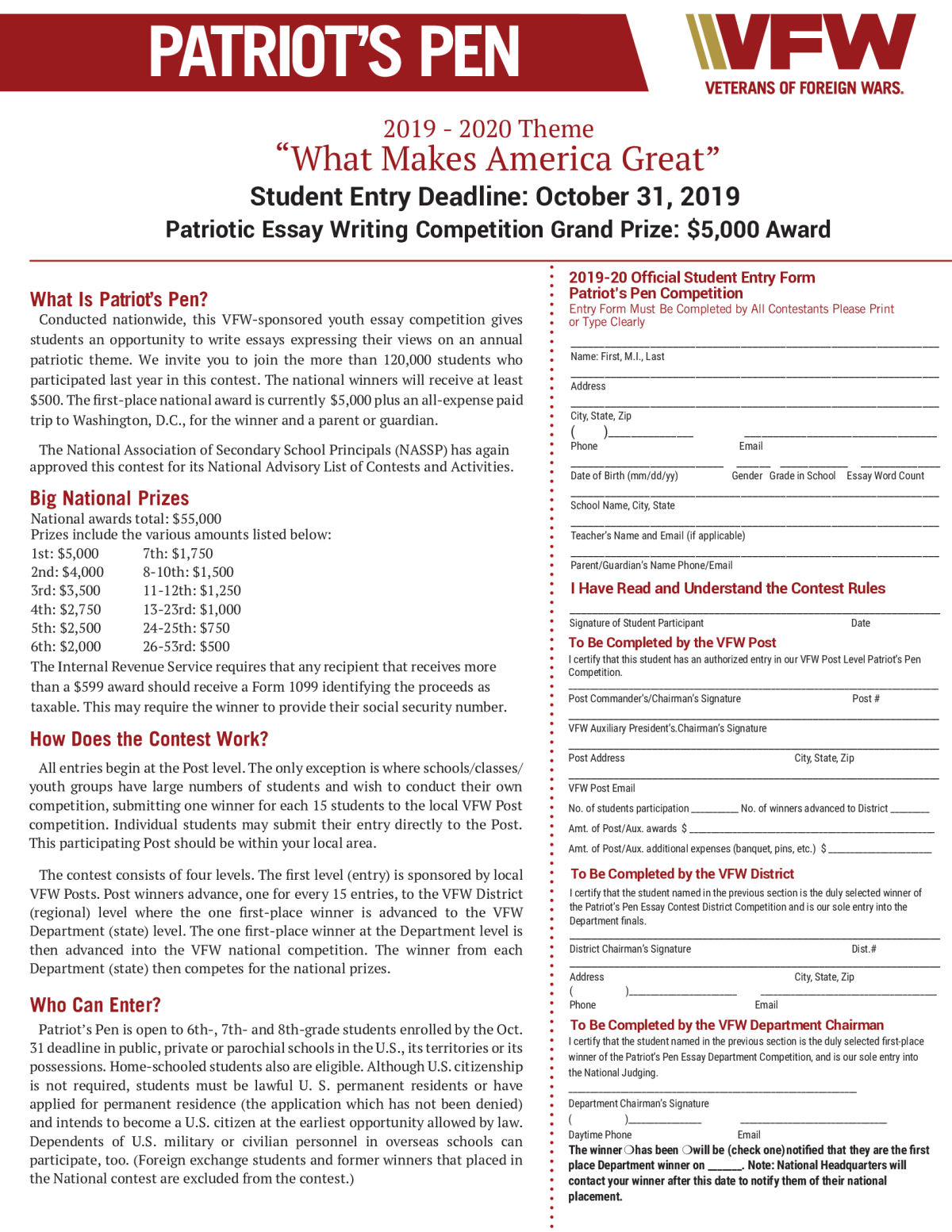 being an american essay contest amount $1000