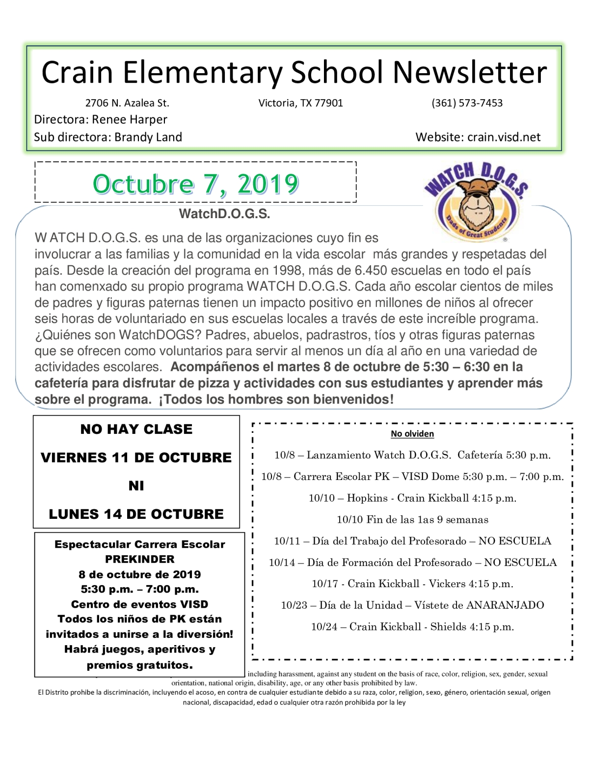 Newsletter October 7 2019