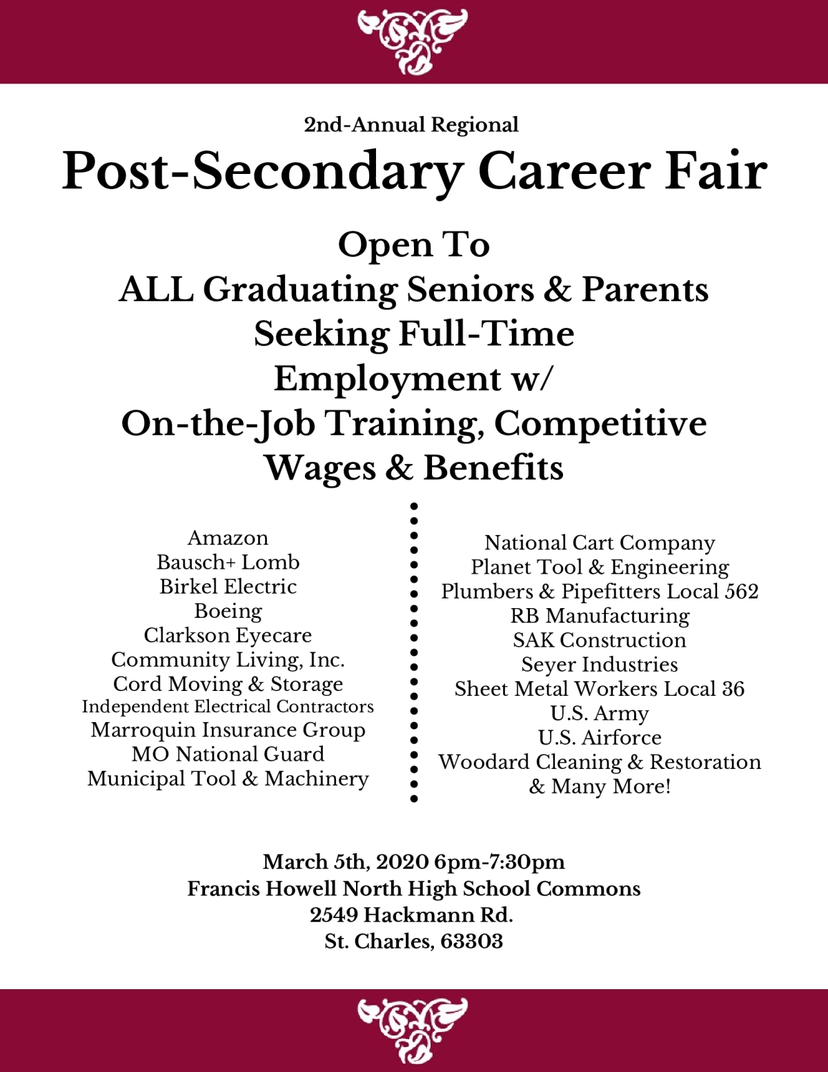 Image of a flyer titled Annual Regional Post-Secondary Career Fair
