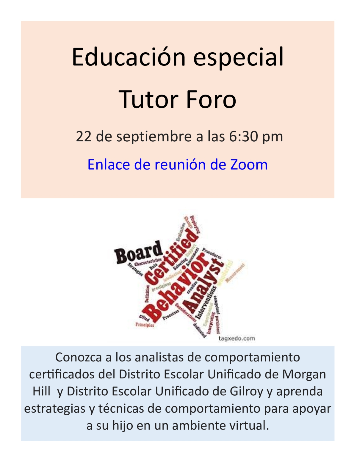 Image of a flyer titled Special Education/Guardian Forum